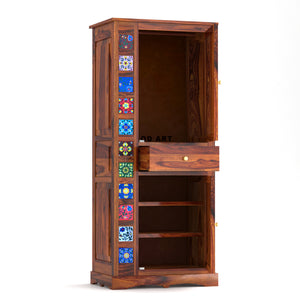 Solid Sheesam Wood Wardrobe, Almirah for Storage, Sturdy Wardrobe, Kitchen Cupboard, Foldable Storage Organizer, Closet for Living Room, Laundry Room - Honey Oak Finish