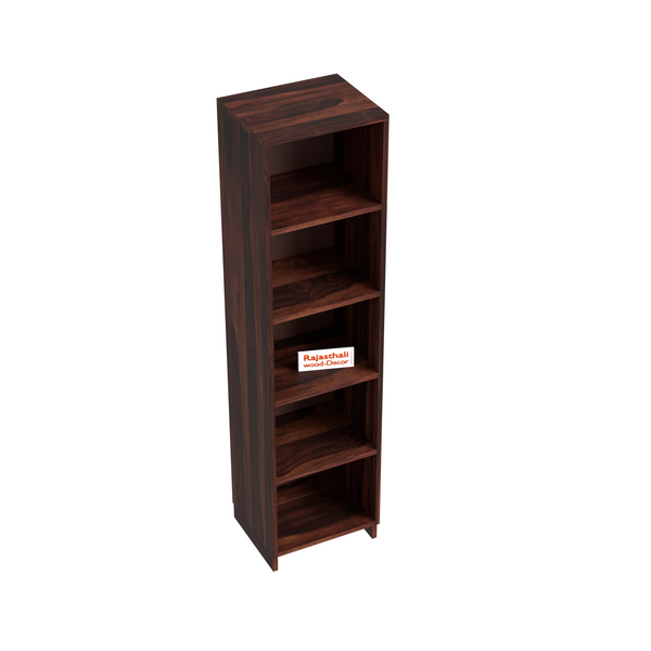 Sheesham Wood Open Book Cabinet with wooden 5 Shelves in Honey Oak and dark Color with Natural and Walnut Finish - Rajasthali Furniture 