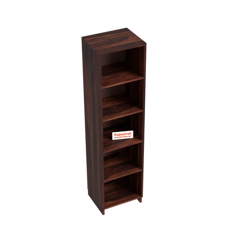 Sheesham Wood Open Book Cabinet with wooden 5 Shelves in Honey Oak and dark Color with Natural and Walnut Finish