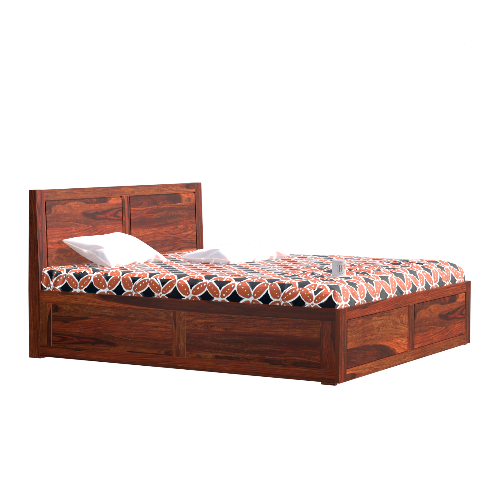 Mats Solid Wood Double Bed with Box Storage in Honey Oak Finish - Rajasthali Furniture 