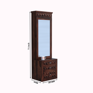 Wood Dressing Table with Mirror and Storage, Wooden Table, Drawer, Bedroom Furniture, Makeup Vanity Table, Honey Finish, Brown - Rajasthali Furniture 