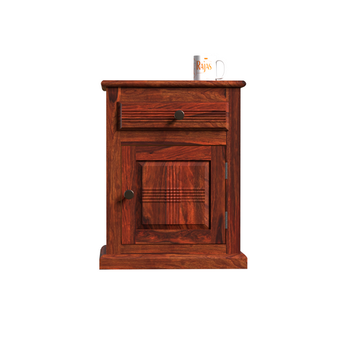 Gola Group Floor Mounted Bed Side cum Nightstand Table in Honey Oak Finish - Rajasthali Furniture 