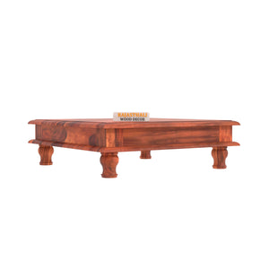 Wooden Pooja Chowki for Puja Room,Choki for Pooja Big Size, Natural Finish - Rajasthali Furniture 