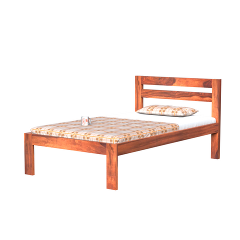 Wooden Single Bed with Open Design Headboard without storage For Bedrrom and kids room in Natural Finish