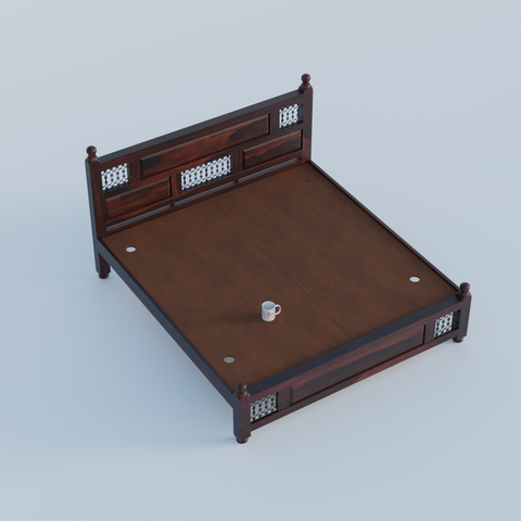 Solid Sheesham Wood King Size Bed with Headboard | Double Bed without Storage in Natural Finish | Double Bed for Bed room