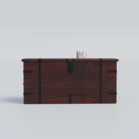 Pomona Solid wooden storage trunk Box for Home with Lock in natural and walnut finish
