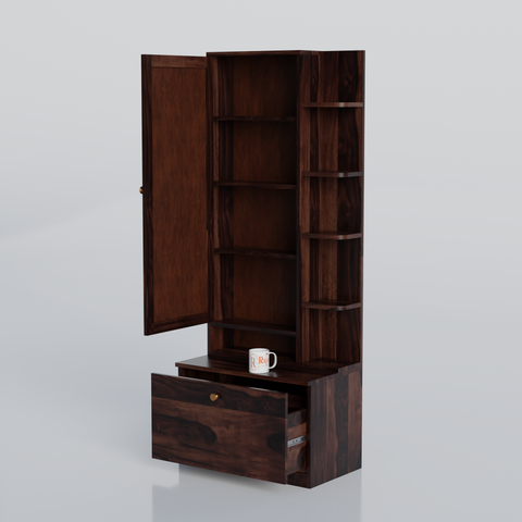 Solid Sheesham Wood Dressing Table, Organizer Makeup Vanity with Mirror Storage Shelves for Bedroom - Rajasthali Furniture 