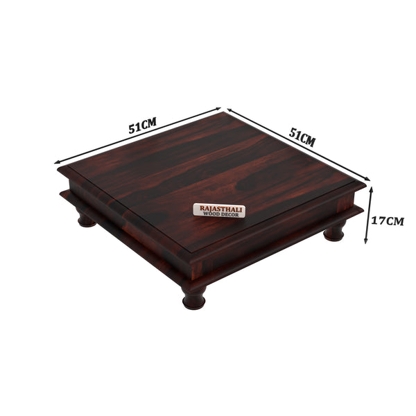 Wooden Pooja Chowki for Puja Room,Choki for Pooja Big Size, Walnut Finish - Rajasthali Furniture 