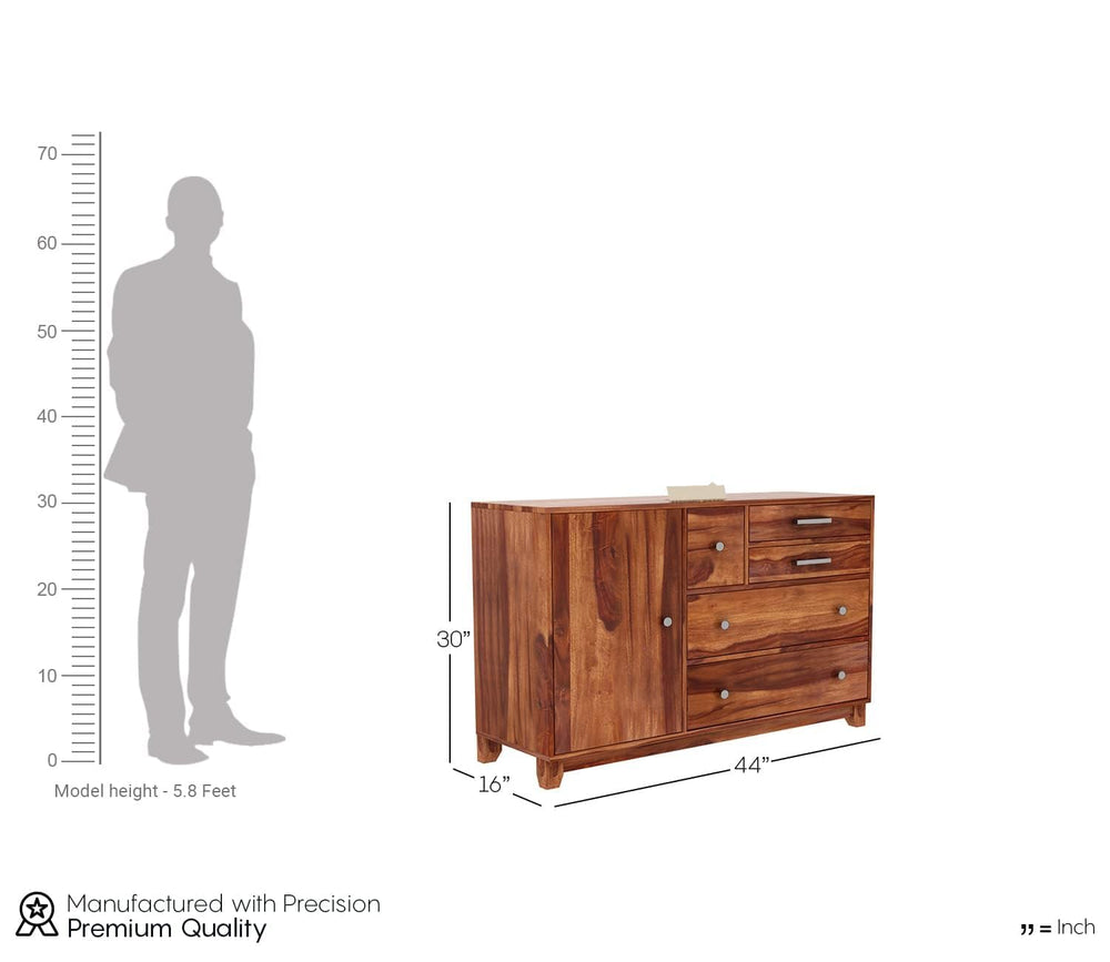 Sheesham Wood SideBoard | 4 Drawer + 2 Door | Almirah For Living & Home Area Solid Wood SideBoard (Finish Color - Natural, Pre-assembled)