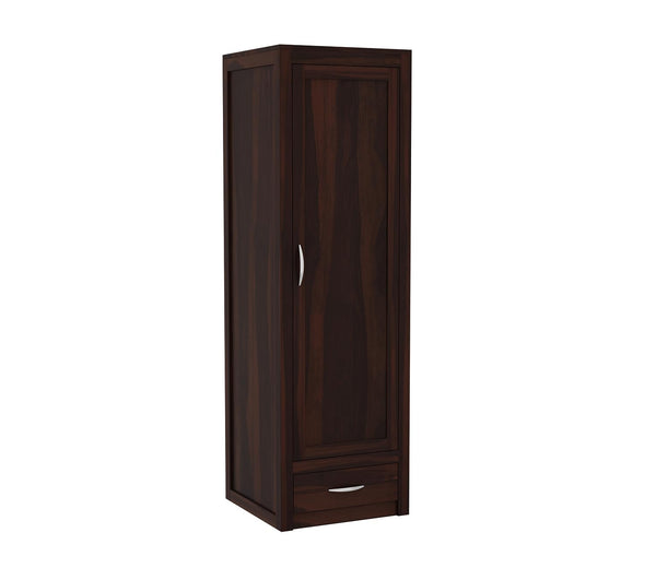 Single Door Wardrobe with 1 Drawers & 4 Shelf Storage Solid Sheesham Wood – Exquisite Wooden Classic Almirah for Clothes in Your Bedroom - Rajasthali Furniture 