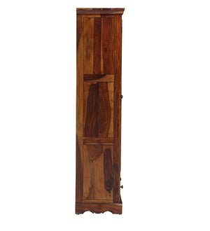 Sheesham Wood 2 Door Block Carved Wardrobe with 2 Drawers