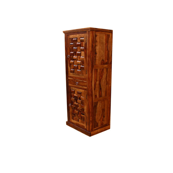 Rajasthali Furniture Woodcrony ‎Sheesham Wooden Niwar 2 Door Almirah/Wardrobe/Cabinet with Storage of 4 self and 1 Drawers | (Brown met Finish)