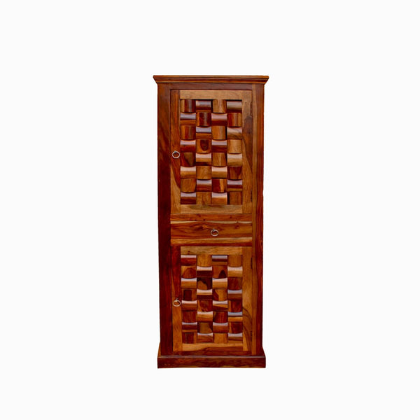 Rajasthali Furniture Woodcrony ‎Sheesham Wooden Niwar 2 Door Almirah/Wardrobe/Cabinet with Storage of 4 self and 1 Drawers | (Brown met Finish)