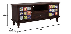 Wooden Tv Unit 1 Drawer 2 Door Cabinet | Solid Sheesham Wood Entertainment Tv Unit for Living Room | - Rajasthali Furniture 