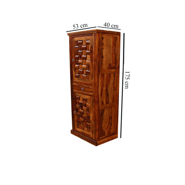 Rajasthali Furniture Woodcrony ‎Sheesham Wooden Niwar 2 Door Almirah/Wardrobe/Cabinet with Storage of 4 self and 1 Drawers | (Brown met Finish)