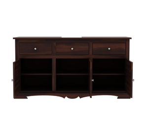 Rajasthali Furniture Woodcrony Solid Wooden Cabinet Sideboard with 6 Shelves and 3 Door Storage - Sheesham Wood