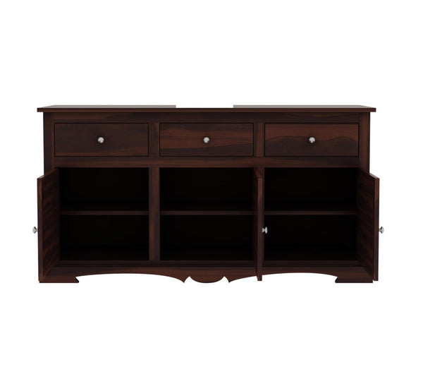 Rajasthali Furniture Woodcrony Solid Wooden Cabinet Sideboard with 6 Shelves and 3 Door Storage - Sheesham Wood