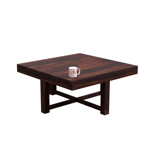 Kerry Wooden Center Table cum Coffee Table with four Stool with upholstery in Natural and walnutFinish 35"