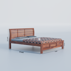 Solid Sheesham Wood King Size Bed with Headboard | Double Bed without Storage in Natural Finish | Double Bed for Bed room - Rajasthali Furniture 