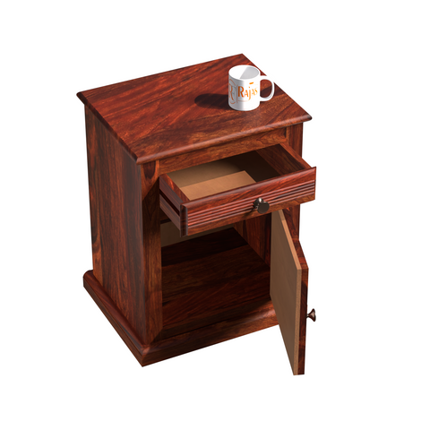 Gola Group Floor Mounted Bed Side cum Nightstand Table in Honey Oak Finish - Rajasthali Furniture 