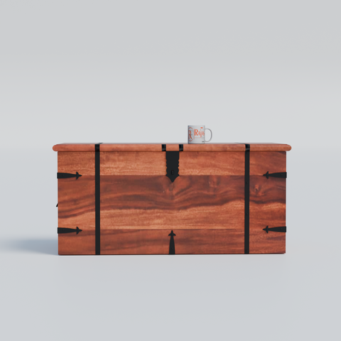 Pomona Solid wooden storage trunk Box for Home with Lock in natural and walnut finish