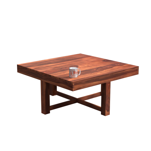 Kerry Wooden Center Table cum Coffee Table with four Stool with upholstery in Natural and walnutFinish 35"