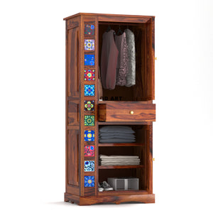 Solid Sheesam Wood Wardrobe, Almirah for Storage, Sturdy Wardrobe, Kitchen Cupboard, Foldable Storage Organizer, Closet for Living Room, Laundry Room - Honey Oak Finish