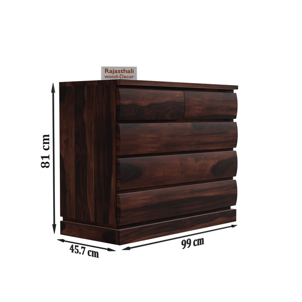 Oskar Solid Wood Five Drawer Chester in Honey Oak Finished Rajasthali Furniture - Rajasthali Furniture 