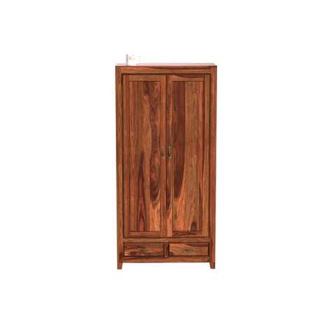 Solid Wood Centi Group Floor Mounted Wardrobe/Almirah in Natural Finish - Rajasthali Furniture 