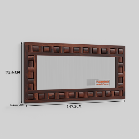 Doyle Wooden Niwar Design Wall Mirror cum Dresser Mirror for Bedroom or Washroom in Natural and Walnut Finish 58 inches