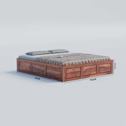 Solid Wood Diwan Cot for Home Hall | Diwan Cum Bed with Storage | Divan Bed for Living Room in Natural Honey Oak Color