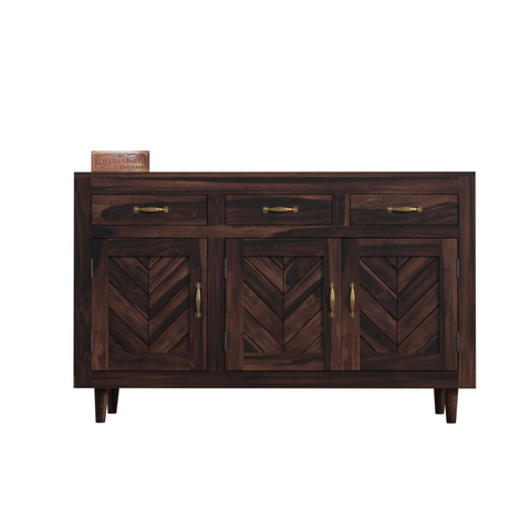 Wooden Sideboard Storage Cabinet with 3 Drawers and 3 Doors Storage Wooden Cabinet for Living Room in Walnut Finish