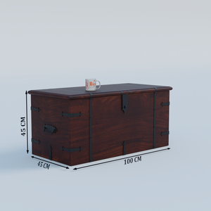Pomona Solid wooden storage trunk Box for Home with Lock in natural and walnut finish - Rajasthali Furniture 