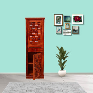 Rajasthali Furniture Woodcrony ‎Sheesham Wooden Niwar 2 Door Almirah/Wardrobe/Cabinet with Storage of 4 self and 1 Drawers | (Brown met Finish)