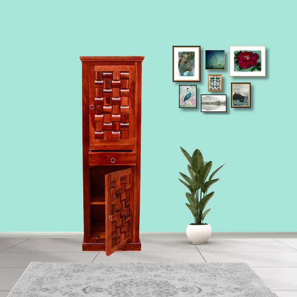 Rajasthali Furniture Woodcrony ‎Sheesham Wooden Niwar 2 Door Almirah/Wardrobe/Cabinet with Storage of 4 self and 1 Drawers | (Brown met Finish)