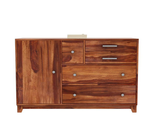 Sheesham Wood SideBoard | 4 Drawer + 2 Door | Almirah For Living & Home Area Solid Wood SideBoard (Finish Color - Natural, Pre-assembled) - Rajasthali Furniture 