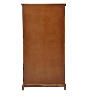 Sheesham Wood 2 Door Block Carved Wardrobe with 2 Drawers
