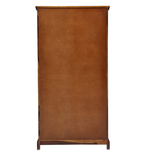 Sheesham Wood 2 Door Block Carved Wardrobe with 2 Drawers
