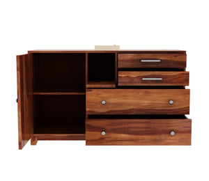 Sheesham Wood SideBoard | 4 Drawer + 2 Door | Almirah For Living & Home Area Solid Wood SideBoard (Finish Color - Natural, Pre-assembled) - Rajasthali Furniture 