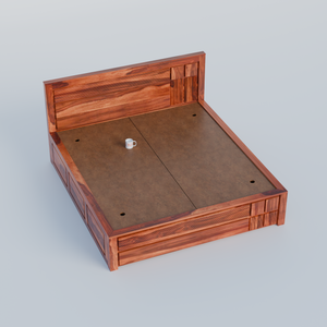 Mattson Solid Wood Double Bed with Box Storage in Honey Oak Finish - Rajasthali Furniture 