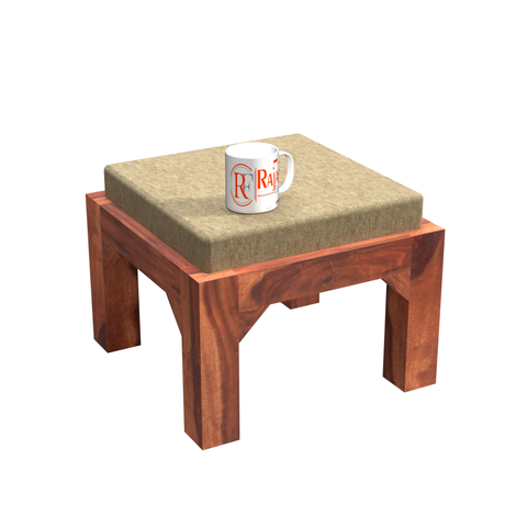 Kerry Wooden Center Table cum Coffee Table with four Stool with upholstery in Natural and walnutFinish 35"