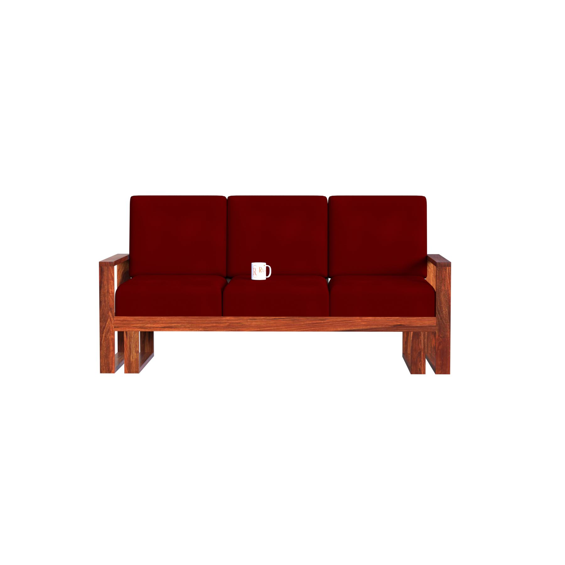 Cucus Sheesham Solid Wood 7 Seat (3+2+1+1) Sofa with Loose Upholstery in Natural finish - Rajasthali Furniture 