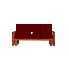 Cucus Sheesham Solid Wood 7 Seat (3+2+1+1) Sofa with Loose Upholstery in Natural finish