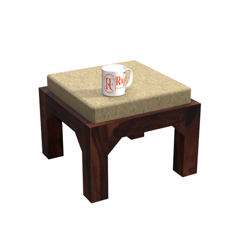 Kerry Wooden Center Table cum Coffee Table with four Stool with upholstery in Natural and walnutFinish 35"