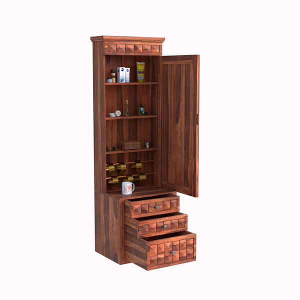 Wood Dressing Table with Mirror and Storage, Wooden Table, Drawer, Bedroom Furniture, Makeup Vanity Table, Honey Finish, Brown - Rajasthali Furniture 