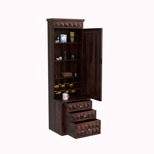 Wood Dressing Table with Mirror and Storage, Wooden Table, Drawer, Bedroom Furniture, Makeup Vanity Table, Honey Finish, Brown - Rajasthali Furniture 