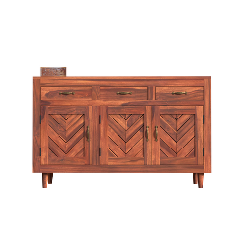 Wooden Sideboard Storage Cabinet with 3 Drawers and 3 Doors Storage Wooden Cabinet for Living Room in Natural Finish