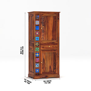 Solid Sheesam Wood Wardrobe, Almirah for Storage, Sturdy Wardrobe, Kitchen Cupboard, Foldable Storage Organizer, Closet for Living Room, Laundry Room - Honey Oak Finish