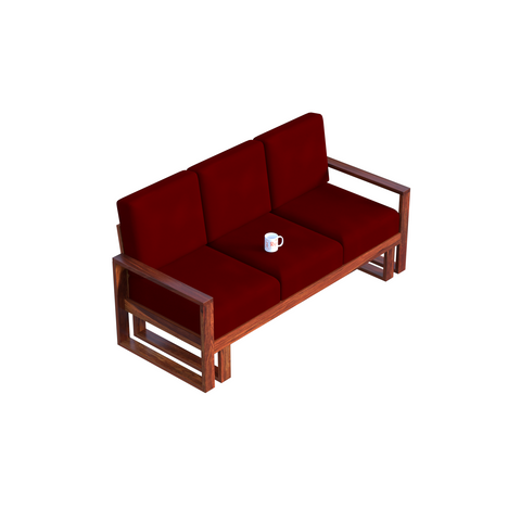 Cucus Sheesham Solid Wood 7 Seat (3+2+1+1) Sofa with Loose Upholstery in Natural finish - Rajasthali Furniture 