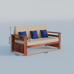 Solid Sheesham Wood Sofa Set 5 Seater | Wooden Sofaset 3+1+1 | Sofa Sets for Living Room - Rajasthali Furniture 